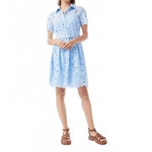 NEW LEO UGO jasmine short embroidered dress in blue